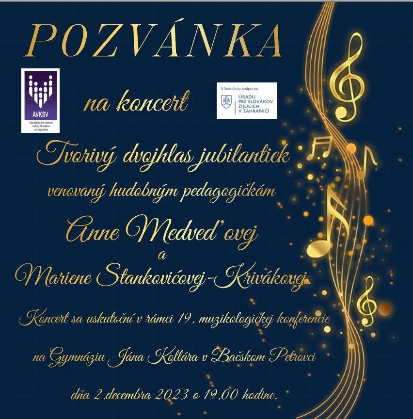Pozvánka na koncert Tvorivý dvojhlas jubilantiek Pozvánka na koncert Tvorivý dvojhlas jubilantiek
